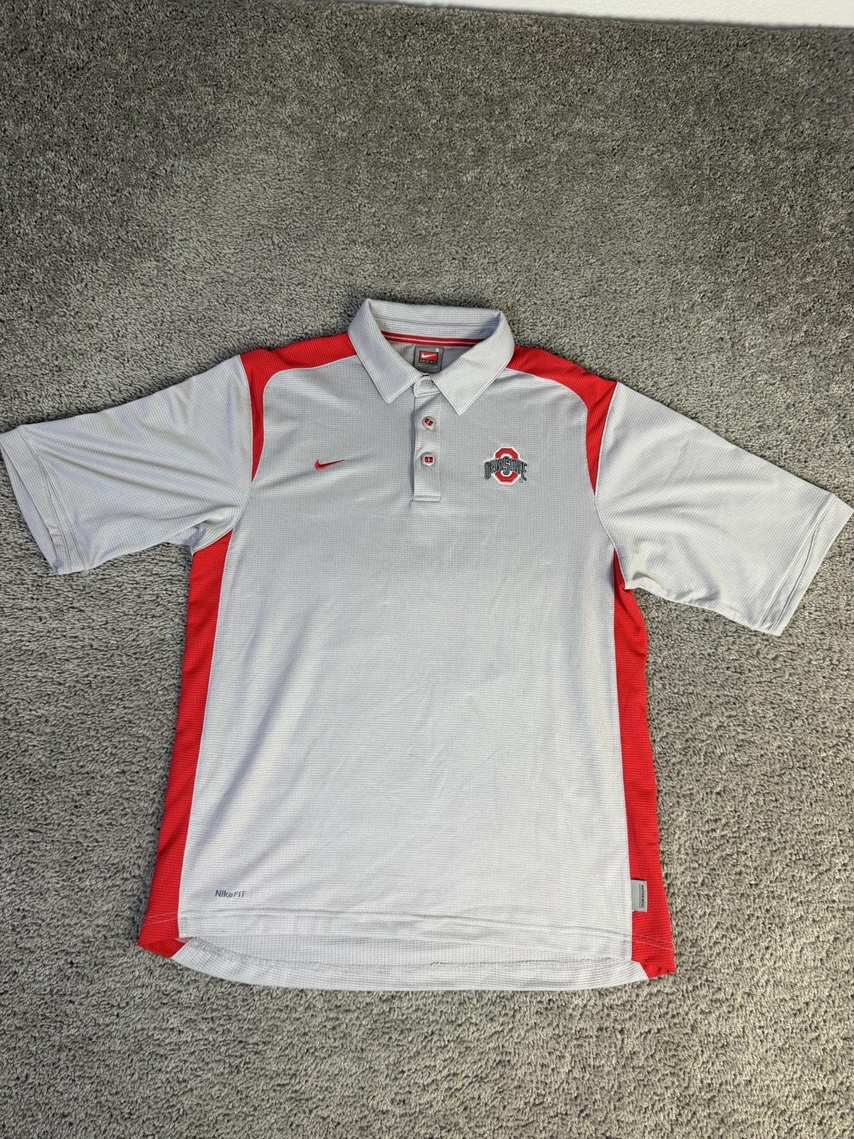 Ohio State Shirt Mens Small Gray Ncaa Football Nike Dri-Fit Polo Team Apparel